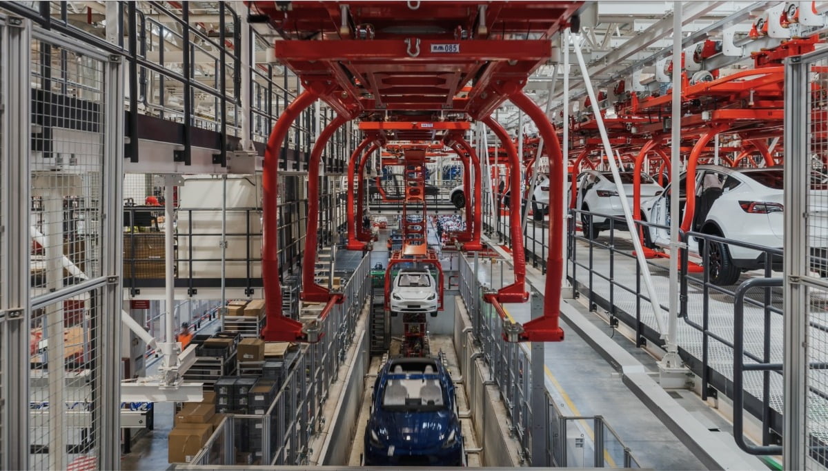 중국 상하이에 있는 테슬라 공장인 '기가팩토리 상하이' 내부 모습. /사진=테슬라차이나